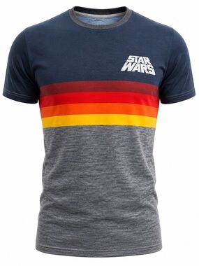 Star Wars Navy, Gray & Red Retro Stripe Short Sleeve Tee